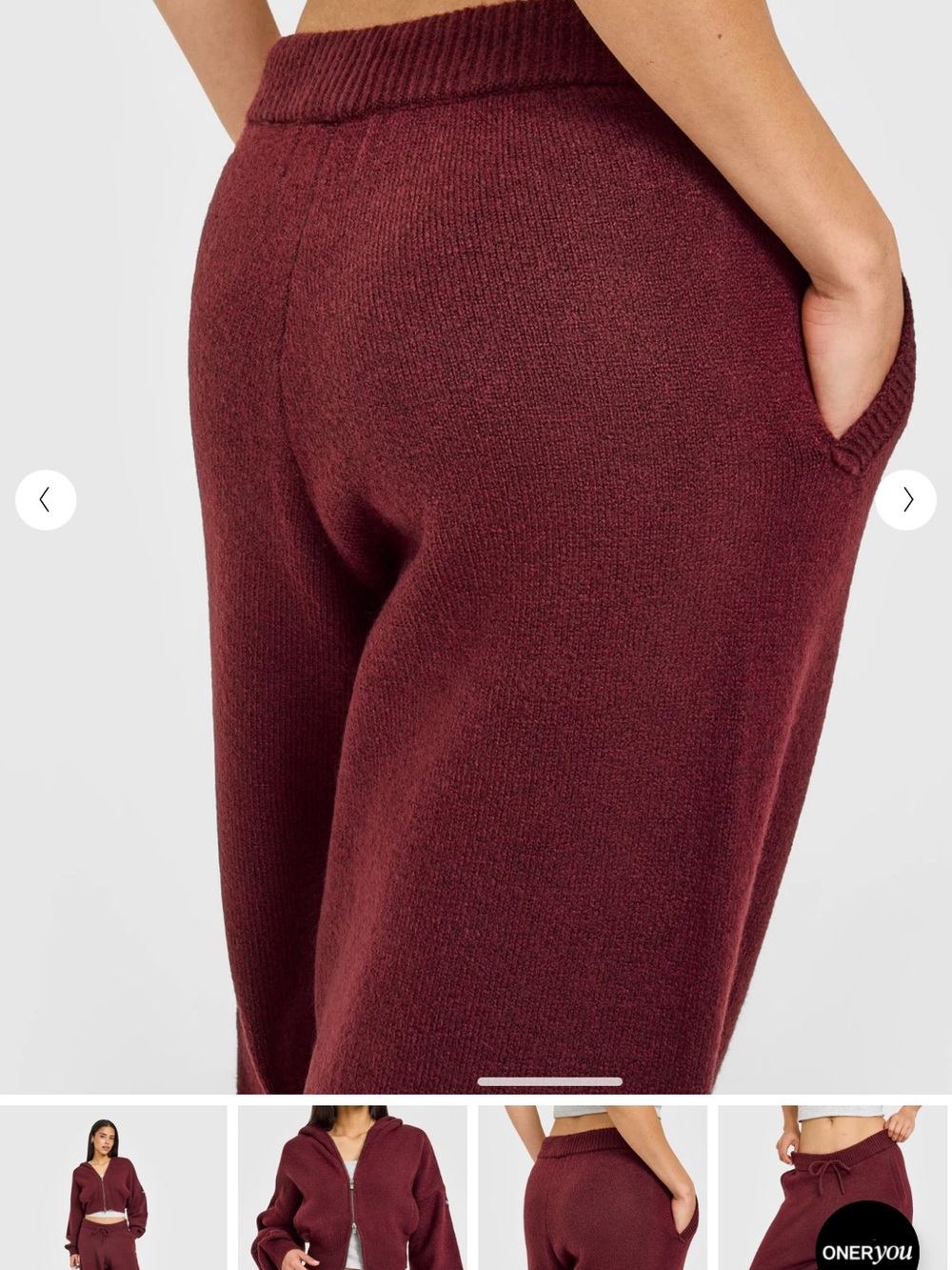 Oner Active Maroon Wide-Leg Knit Sweatpants - Picture 2 of 10